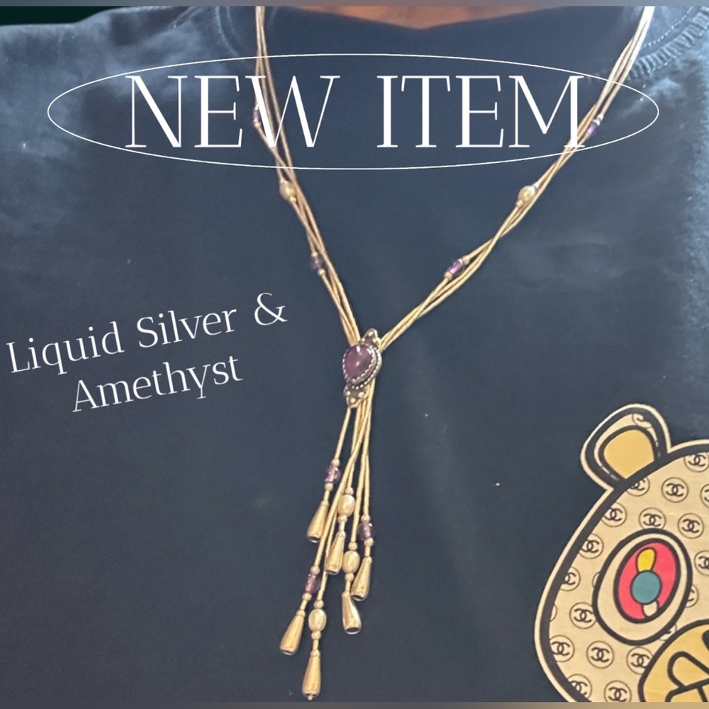 Carolyn Pollack Amethyst and Liquid Silver 925 Necklace marked QT
